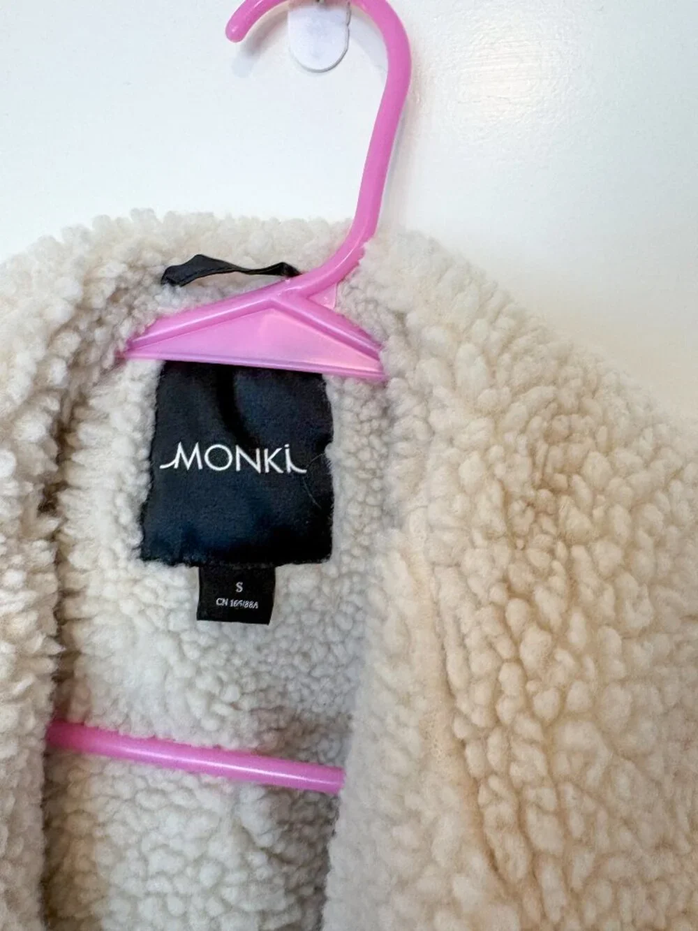 Monki Oversized Faux Leather with Shearling Aviator Jacket Size Small